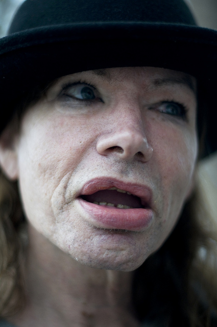 This picture does not contain the lipliner, which appeared to be eyeliner around the lips, applied without benefit of a mirror.